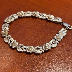Elegant Silver Floral Bracelet